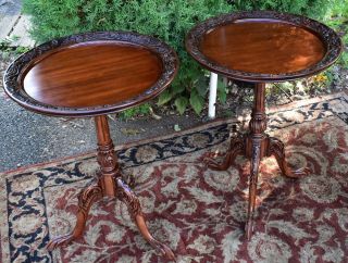 1940s Mahogany Sidetables Great American Made English Chippendale Style