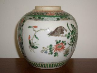 A Chinese Famille Verte Porcelain Ginger Jar (no Lid),  19th Or 20th Century