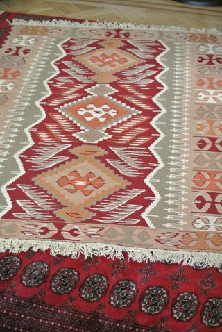 4x6 Hand Knotted Turkish Muted Vegetable Dye Wool Oriental Rug Kilim