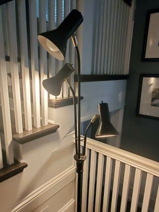 Mid Century Modern Floor Lamp Atomic Black Gold Vintage 3 - way 8