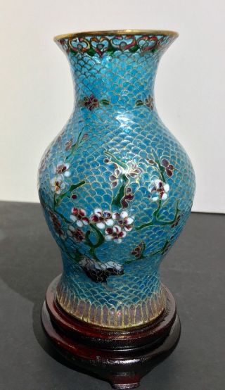 Antique Chinese Stained Peking Glass Cloisonné Floral Motif Vase 3