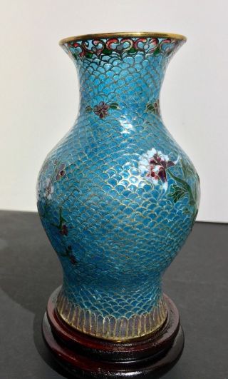 Antique Chinese Stained Peking Glass Cloisonné Floral Motif Vase 4