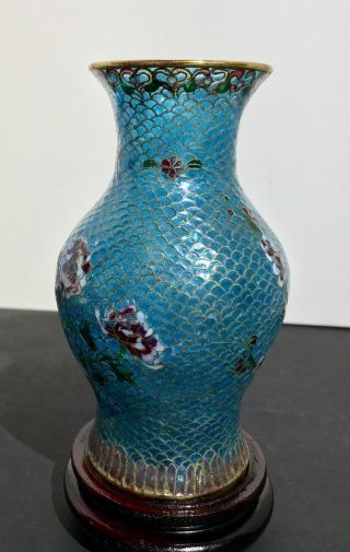 Antique Chinese Stained Peking Glass Cloisonné Floral Motif Vase 6
