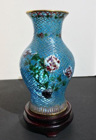Antique Chinese Stained Peking Glass Cloisonné Floral Motif Vase 8