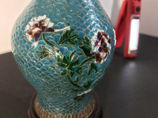 Antique Chinese Stained Peking Glass Cloisonné Floral Motif Vase 9