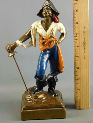 Vintage Armor Bronze Clad Cold Painted Pirate Statue Sculpture Bookend 10  High