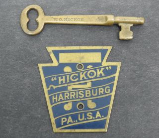 Antique W.  O.  Hickok Brass Key & Machinery Tag Vintage Harrisburg PA Advertising 2