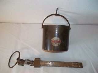 Fairbanks Grain Scale Imperial Bushel Brass Beam 2 Lb W/1 Qt.  Bucket - Antique