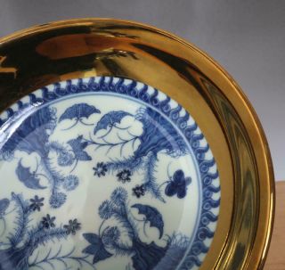 Chengdu Signed Antique Chinese Blue & White Porcelain Dish w/ Butterfly 2