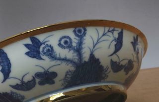 Chengdu Signed Antique Chinese Blue & White Porcelain Dish w/ Butterfly 6