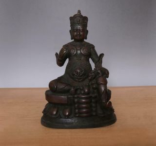 26cm Large Fine Antique Chinese Bronze Or Copper Statue Buddha Vaisravana