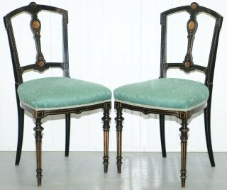 Rare Gillows Lancaster Circa1870 Aesthetic Movement Ebonised Side Chairs