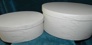 2 FABULOUS OFF WHITE ANTIQUE/VINTAGE STYLE WOOD PANTRY/CHEESE BOXES 3