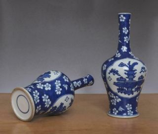 Pair Antique Chinese Blue & White Porcelain Vases w/Plum blossom 4