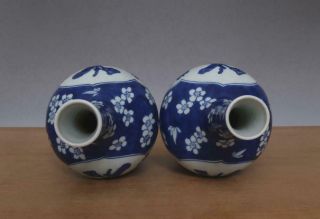 Pair Antique Chinese Blue & White Porcelain Vases w/Plum blossom 6