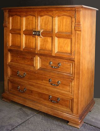 Vintage Antique Drexel Gothic Wood Wooden Dresser Chest Armoire Wardrobe Closet