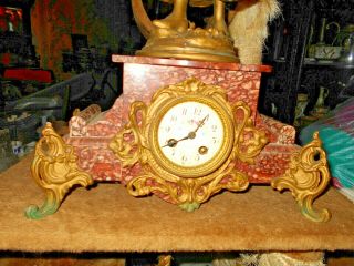 French Art Nouveau Lady Statue Manon AJ Scotte 8 Days Mantle Clock Spelter 2