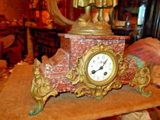 French Art Nouveau Lady Statue Manon AJ Scotte 8 Days Mantle Clock Spelter 3