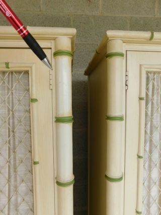 Thomasville Allegro Regency Style Faux Bamboo Armoire Cabinets - a Pair 11