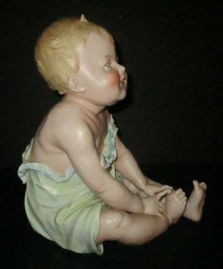 Antique Gebruder Heubach Piano Baby Large Boy Touching Toes Bisque Porcelain 3