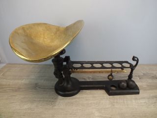 Antique Henry Troemner Ball Beam Scale 24 With Brass Tray And 2 Balls