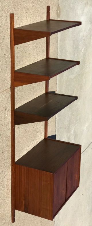 Mid - Century Modern Shelving Wood Wall Unit In The Manner Of Cado