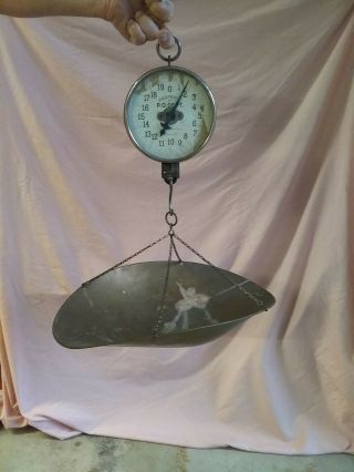 Vintage Old Triner 20 - Lb Post Office Hanging Scale Country Store