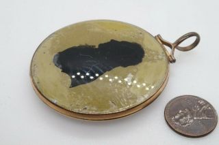 ANTIQUE GEORGIAN PINCHBECK SILHOUETTE PORTRAIT MINIATURE MOURNING LOCKET c1790 2