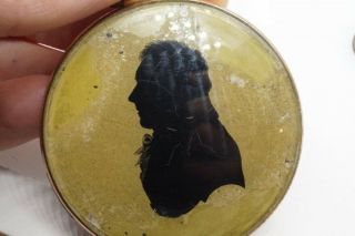 ANTIQUE GEORGIAN PINCHBECK SILHOUETTE PORTRAIT MINIATURE MOURNING LOCKET c1790 3