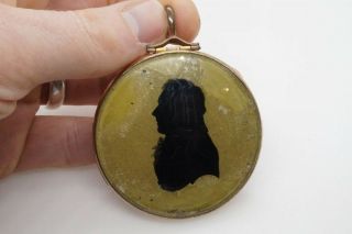 ANTIQUE GEORGIAN PINCHBECK SILHOUETTE PORTRAIT MINIATURE MOURNING LOCKET c1790 7