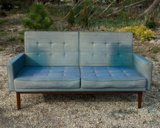 1950s Knoll Settee Sofa Mid - Century Modern Walnut like Jens Risom Vtg Florence 2