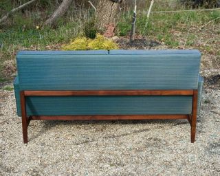 1950s Knoll Settee Sofa Mid - Century Modern Walnut like Jens Risom Vtg Florence 4