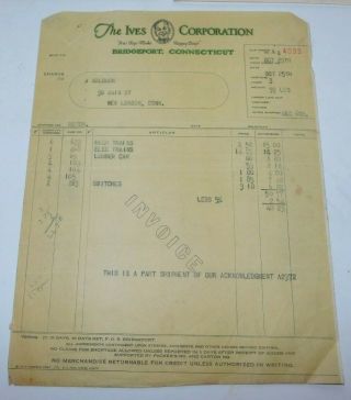 1930 ' s The Ives Corporation Ives Toy Trains Receipts 4