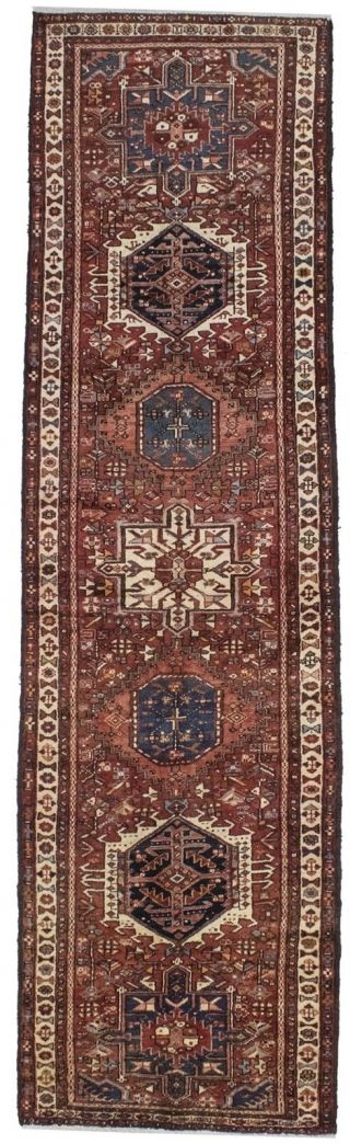 Semi Antique Handmade Runner 3x11 Karajeh Hallway Rug Oriental Home Décor Carpet