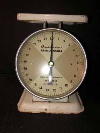 Vintage American White Metal Family Scale (25 Pounds)