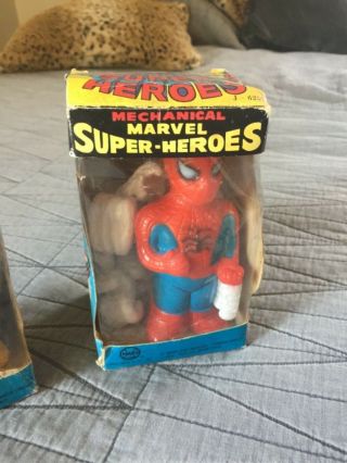 RARE 1968 MARX MARVEL MECHANICAL SUPERHEROES SPIDER - MAN THOR W/ BOXES 3