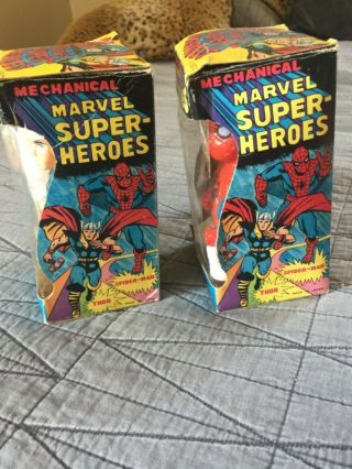 RARE 1968 MARX MARVEL MECHANICAL SUPERHEROES SPIDER - MAN THOR W/ BOXES 4