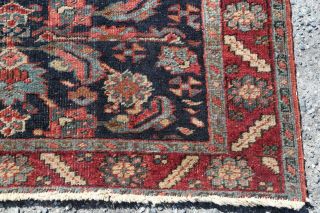 Antique Collectible Navy Blue Heriz Serapi Persian Hand - Made Wool Rug Square 4x4