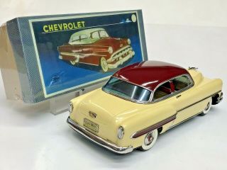 1954 Chevrolet 2 Dr Sedan Friction Tin Car W/ Box By Linemar Japan 11” (28cm) NR 2