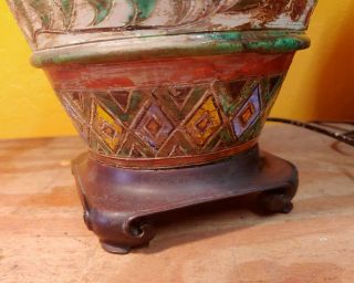 Antique ASIAN CHINESE CERAMIC GINGER JAR TABLE LAMP FOO DOG HANDLES 7