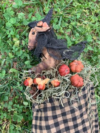 Vintage PRIMITIVE Witch Boot Wall Hanging With Matilda Mouse Doll 21/10 ❤️sj17j 2
