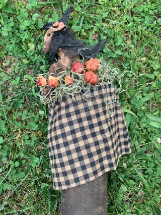 Vintage PRIMITIVE Witch Boot Wall Hanging With Matilda Mouse Doll 21/10 ❤️sj17j 9