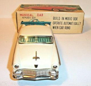 RARE VINTAGE 1956 FORD BATTERY OPERATED MUSICAL CAR w/ MUSIC BOX MIB JAPAN 2