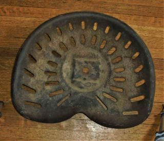 Antique Vtg.  Primitive Metal Farm Tractor Seat Stamped C.  S.  C? N Or Mo Some Rust