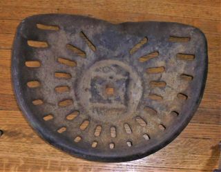 Antique Vtg.  Primitive Metal FARM TRACTOR SEAT Stamped C.  S.  C? N or Mo Some Rust 2