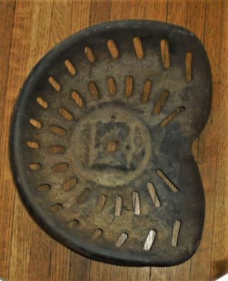 Antique Vtg.  Primitive Metal FARM TRACTOR SEAT Stamped C.  S.  C? N or Mo Some Rust 3