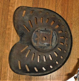 Antique Vtg.  Primitive Metal FARM TRACTOR SEAT Stamped C.  S.  C? N or Mo Some Rust 5