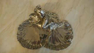 WMF Art Nouveau Silver plate on pewter figure on lily pad 1900 ' s 2