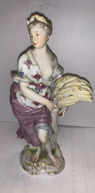Large Meissen Porcelain Figurine Cherub Representing Autumn From 4 Seasons 8 "