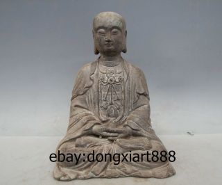 10 " China Buddhism Bronze Tang Monk Jizo Kshitigarbha Bodhisattva Buddha Statue